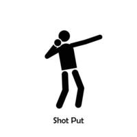 Shot Put flat black icon vector isolated on white background.  Olympic Sports.