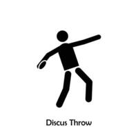 Discus Throw flat black icon vector isolated on white background.  Olympic Sports.