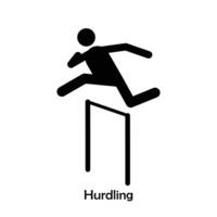 Hurdling flat black icon vector isolated on white background. Olympic Sports.