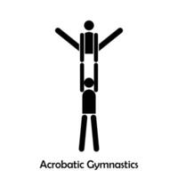 Acrobatic Gymnastics flat black icon vector isolated on white background. Olympic Sports.