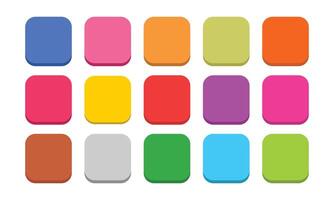 blank icon in flat style set of 15. blank web icon color rounded square button, Colorful set of button vector
