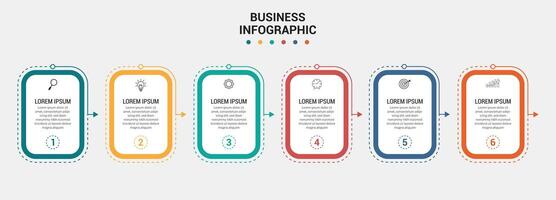 Vector Infographic design business template with icons and 6 options or steps. Can be used for process diagram, presentations, workflow layout, banner, flow chart, for UI design,