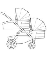 vector of baby stroller isolated on white background. Vector illustration of a sketch style.