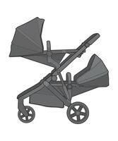 vector of baby stroller isolated on white background. Vector illustration of a sketch style.