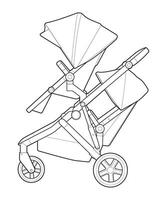 vector of baby stroller isolated on white background. Vector illustration of a sketch style.