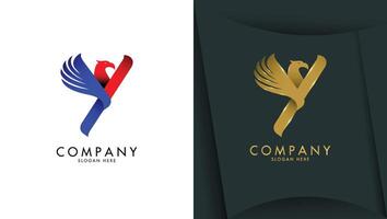 Letter y logo with eagle head in minimalist style vector