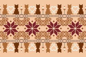 Seamless pixel art pattern. Aztec geometric vector background. Can be used in textile design, web design for making of clothes, accessories, decorative paper, backpack, wrapping, envelope, tile, etc.