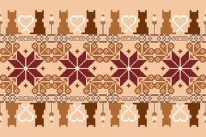 Seamless pixel art pattern. Aztec geometric vector background. Can be used in textile design, web design for making of clothes, accessories, decorative paper, backpack, wrapping, envelope, tile, etc.