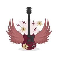 Illustration of electric guitar with wings vector