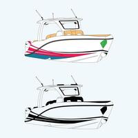 Boat vector in two styles one color and a luxury style illustration.