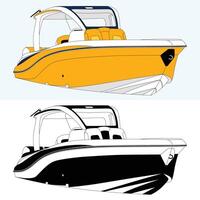 Luxury boat one color and vector Illustration.