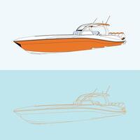 Boat vector in two styles one color and a luxury style illustration.