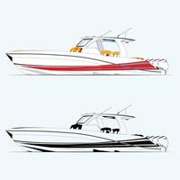 Boat vector in two styles one color and a luxury style illustration.