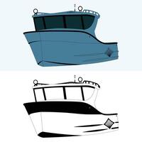 Boat vector in two styles one color and a luxury style illustration.