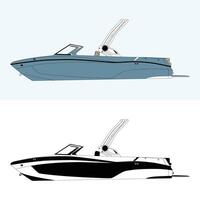 Boat vector in two styles one color and a luxury style illustration.