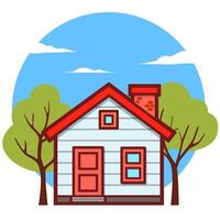 Illustration of house with tree vector