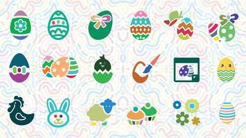 Happy Ester Icons. Easter Eggs with Realistic ornament pattern, Vector Illustration