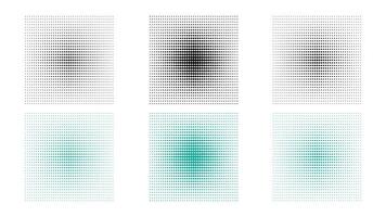 Square halftone icons set. Halftone abstract background vector