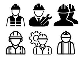 conjunto de construcción trabajadores icono. labor humano íconos conjunto aislado en blanco antecedentes vector