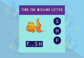 Write missing letter . spelling game for kids. worksheet for kids. free vactor vector