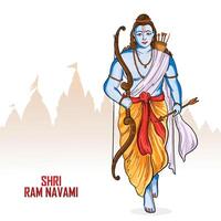 Shri ram navami festival celebration card background vector