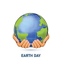 Hands holding globe happy earth day saving planet background vector