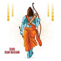 Shri ram navami with bow an arrow card background vector