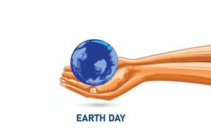 Hand holding globe concept happy earth day background vector