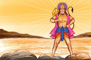 Jay shri ram happy hanuman jayanti festival card background vector