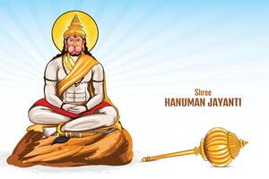 Hanuman jayanti celebration greeting card background vector