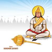 Lord hanuman on religious background for sri hanuman jayanti card design vector