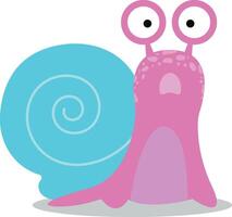 A cute surprised snail. A Cartoon Character. Vector stock illustration A cute, surprised snail with a rolled-up shell. Kawaii cartoon character. Vector illustration.