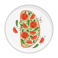 Fresh bruschetta with cucumbers and tomatoes vector