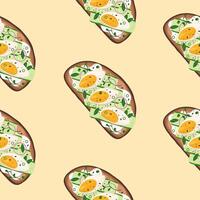 Bruschetta with boiled eggs and cucumber pattern vector