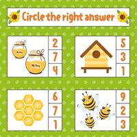 Circle the correct answer education worksheet development activity page with drawings game vector