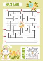 Square maze game for children puzzle for children labyrinth riddle find the right path vector