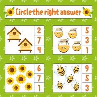 Circle the correct answer education worksheet development activity page with drawings game vector