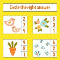 Circle the correct answer education worksheet development activity page with drawings game vector