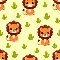 Cute lion colorful background seamless pattern vector