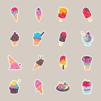 Pack of Ice Cream Flat Style Stickers vector