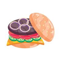 Download flat sticker of a patty burger vector