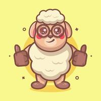 funny sheep animal character mascot with thumb up hand gesture isolated cartoon vector