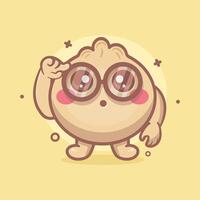 geek dim sum food character mascot with thinking expression isolated cartoon vector