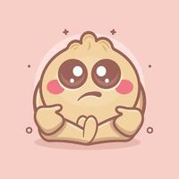 kawaii dim sum food mascot with sad expression isolated cartoon in flat style design vector