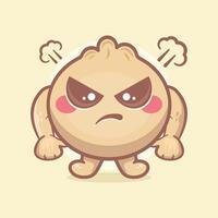 serious dim sum food character mascot with angry expression isolated cartoon vector