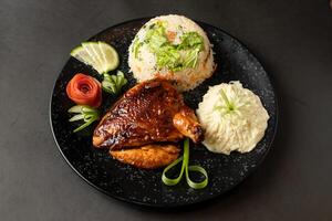 served in dish isolated on background top view of bangladesh and indian food photo