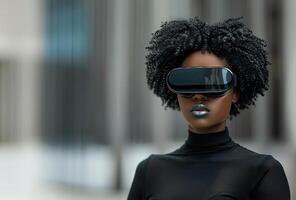 AI generated Black woman in virtual reality gear photo