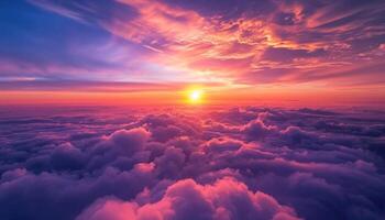 AI generated Majestic sunset above the clouds photo