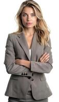 AI generated Confident businesswoman in grey blazer photo