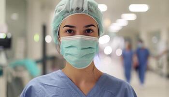 AI generated Confident female surgeon in hospital photo